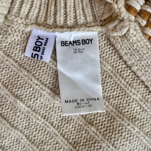 BEAMS BOY O.ALAN CABLE KNIT VEST (one size, Small/Medium) - Picture 9 of 9